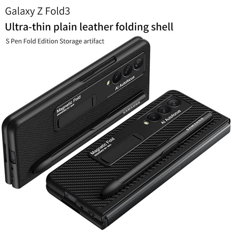 Luxury Leather Cover With Pen Slot Holder For Samsung Galaxy Z Fold 3 5G - {{ shop_name}} varyfun