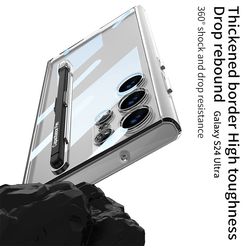 Transparent Protective Phone Case With Pen Box & Stylus For Samsung Galaxy S24 Ultra Plus
