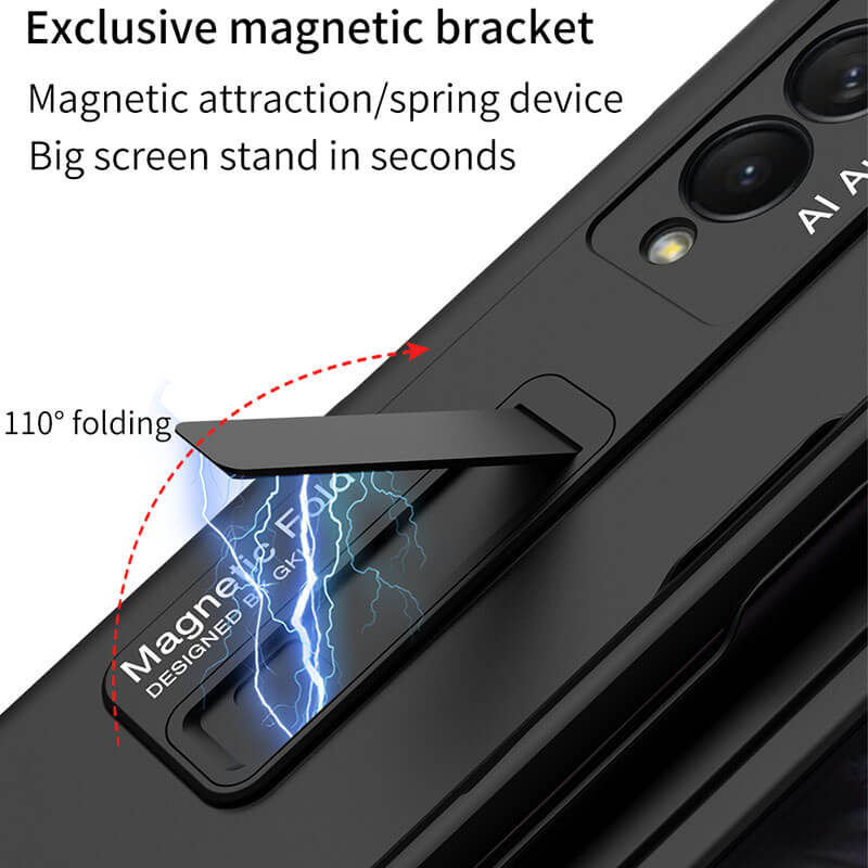 Magnetic Stand Holder Pen Slot Hard Protective Case For Samsung Z Fold 3 5G - {{ shop_name}} varyfun