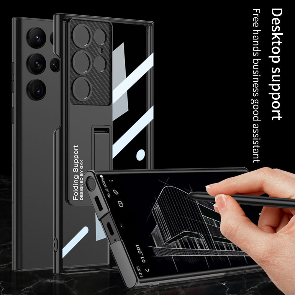 Magnetic Bracket Electroplated Soft Clear Phone Case For Samsung Galaxy S22 S23 Ultra - {{ shop_name}} varyfun