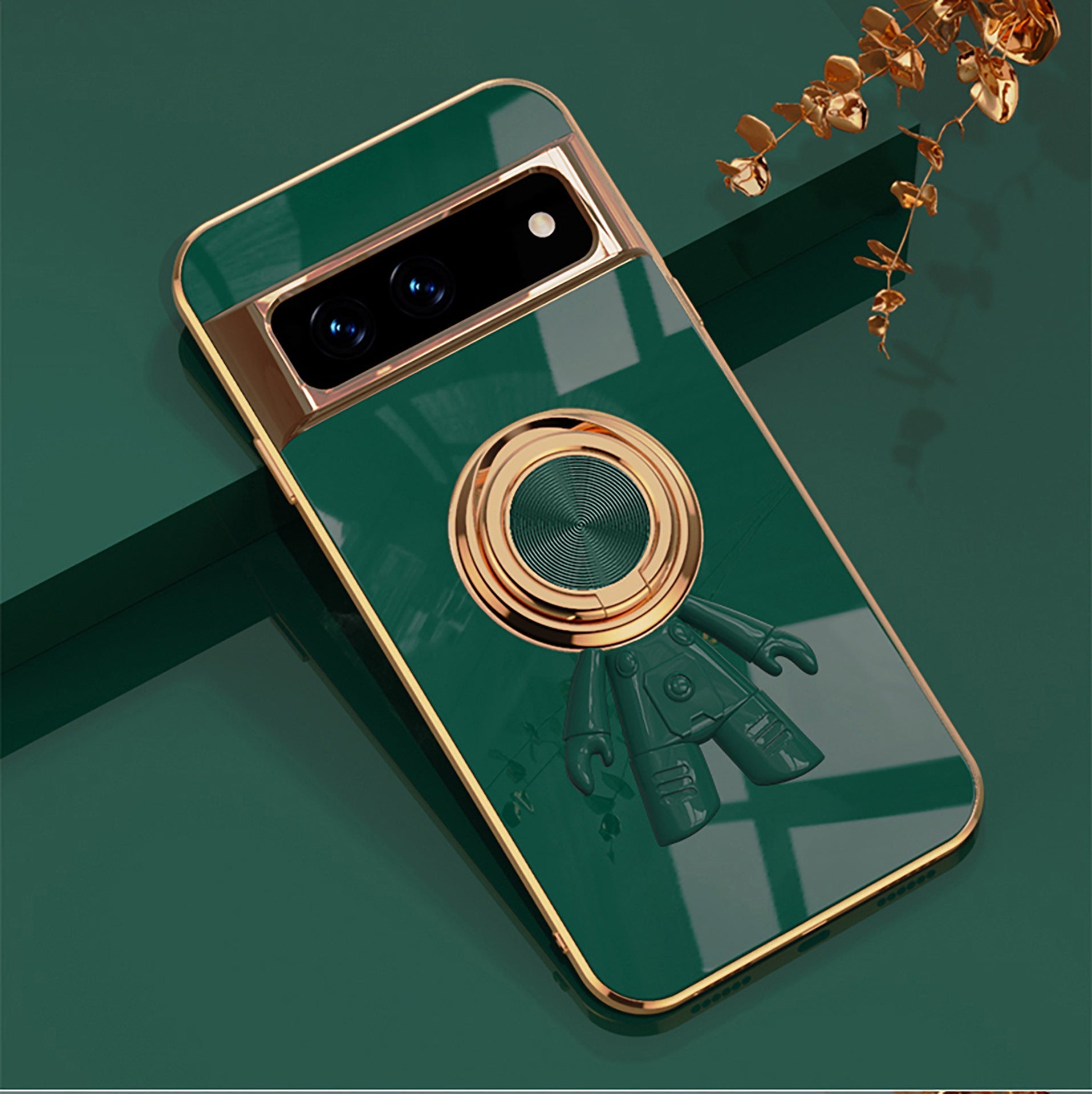 Electroplating Astronaut Ring Holder Phone Case For Google Pixel 7 8 Series - mycasety2023 Mycasety