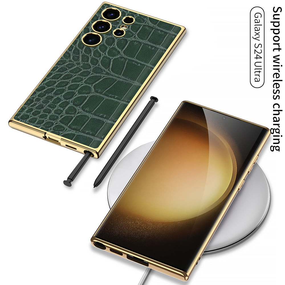 Luxury Leather Electroplated Protective Phone Case For Samsung Galaxy S24 S23 Ultra Plus