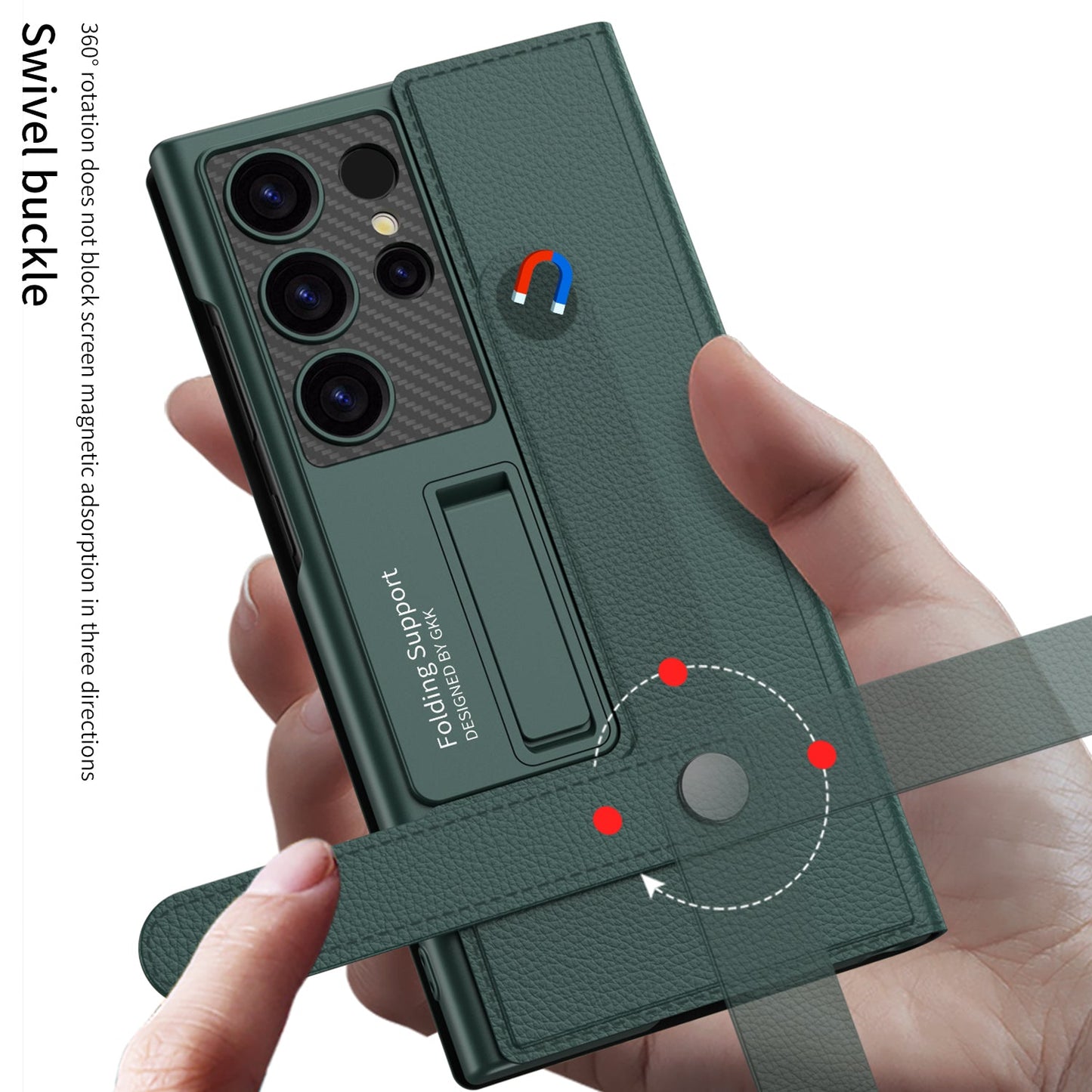 Leather All-inclusive Cover Card Holder Phone Case With Invisible Bracket For Samsung Galaxy S24 S23 Ultra Plus