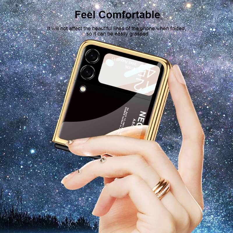 Space Luxury Plating Frame Anti-knock Protection Glass Case For Samsung Galaxy Z Flip3 - {{ shop_name}} varyfun