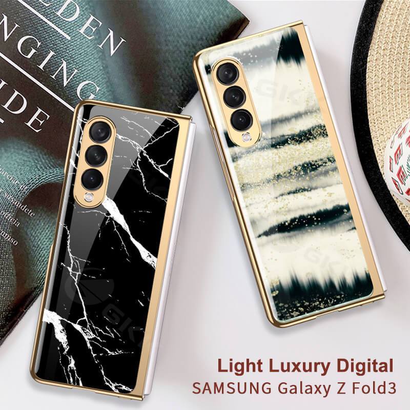 Natural Marble Glass Case For Samsung Galaxy Z Fold 3 5G - {{ shop_name}} varyfun