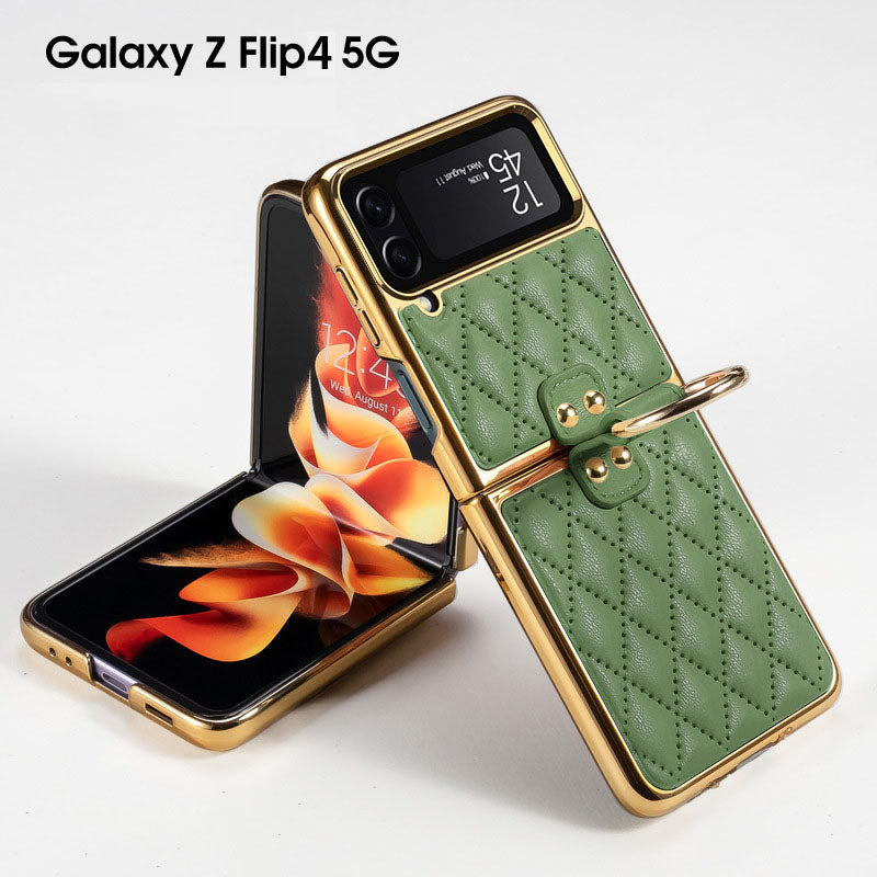 Luxury Leather Electroplating Diamond Protective Cover For Samsung Galaxy Z Flip 4 5G - {{ shop_name}} varyfun
