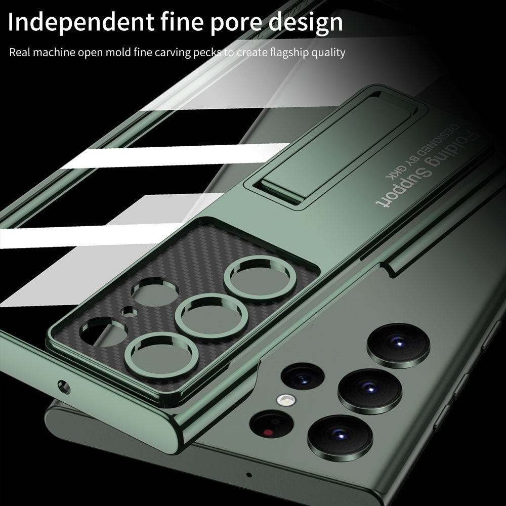 Magnetic Bracket Electroplated Soft Clear Phone Case For Samsung Galaxy S22 S23 Ultra - {{ shop_name}} varyfun