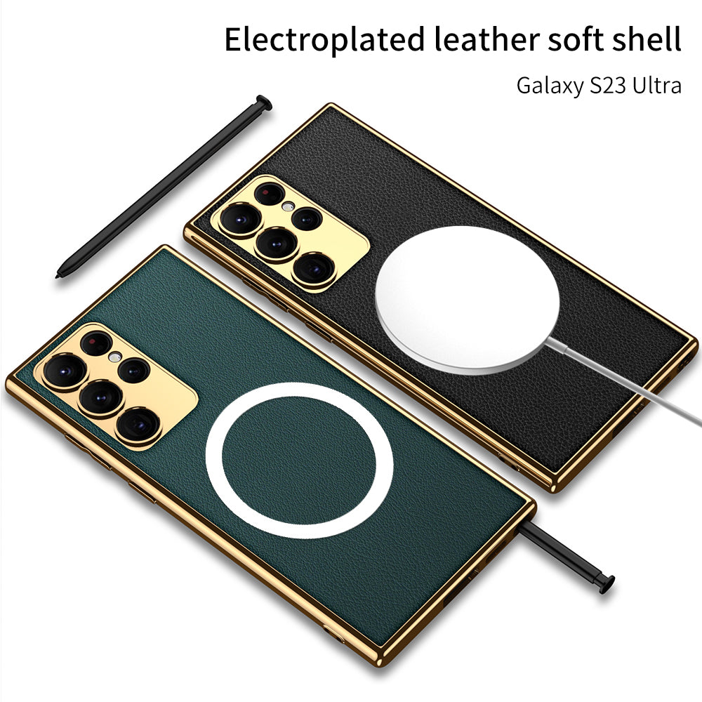 Magnetic Magsafe Leather Soft Case for Samsung Galaxy S23 Ultra Plus - mycasety2023 Mycasety