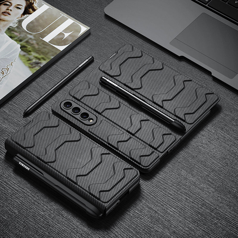 Leather Pen Holder Armor Case with Screen Protector For Samsung Galaxy Z Fold4 Fold5 5G - varyfun