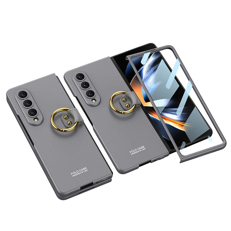 Samsung Galaxy Z Fold 4 5G Ultra-thin All-inclusive Ring Holder Protective Cover With Tempered Glass Screen - {{ shop_name}} varyfun