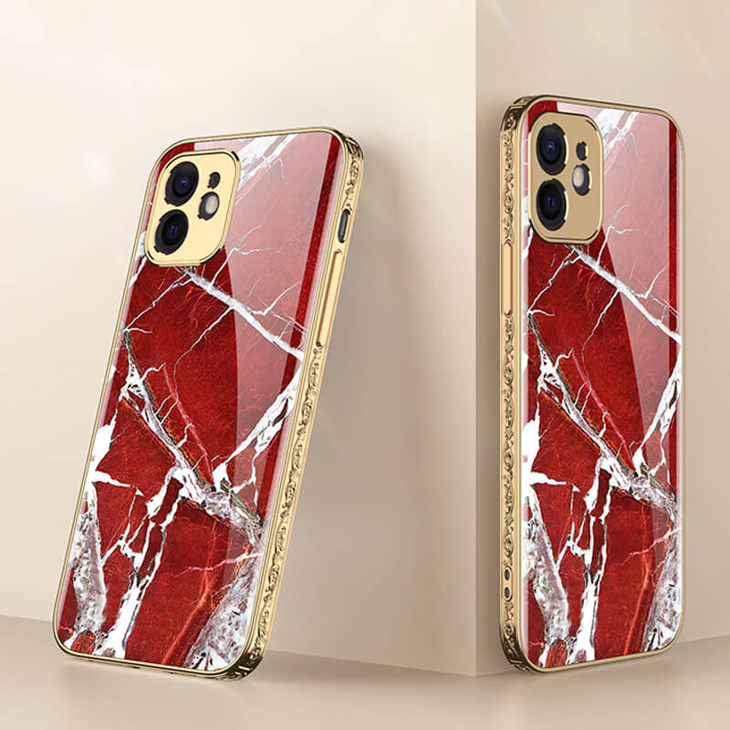 Luxury Baroque Plating Anti-knock Protection Tempered Glass Case For iPhone - {{ shop_name}} varyfun