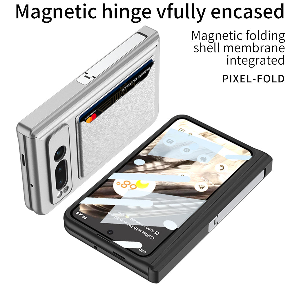 Magnetic Folding All-inclusive Leather Case With Tempered Film For Google Pixel Fold With Damped Folding Bracket & Card Holder