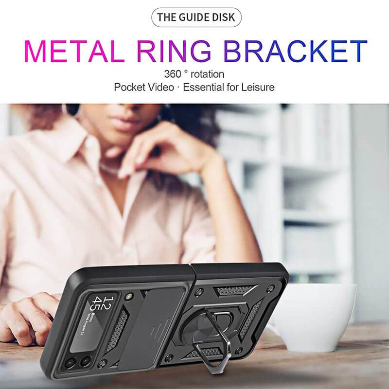 Drop Tested Cover with Magnetic Kickstand Car Mount Protective Case for Samsung Galaxy Z Flip 3 5G - {{ shop_name}} varyfun