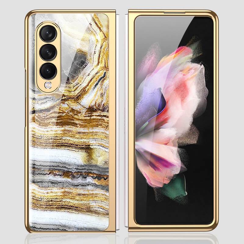 Luxury Marble Glass Case For Samsung Galaxy Z Fold 3 5G - {{ shop_name}} varyfun