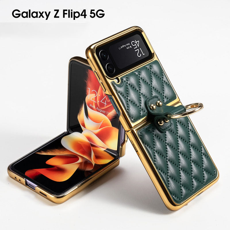 Luxury Leather Electroplating Diamond Protective Cover For Samsung Galaxy Z Flip 4 5G - {{ shop_name}} varyfun
