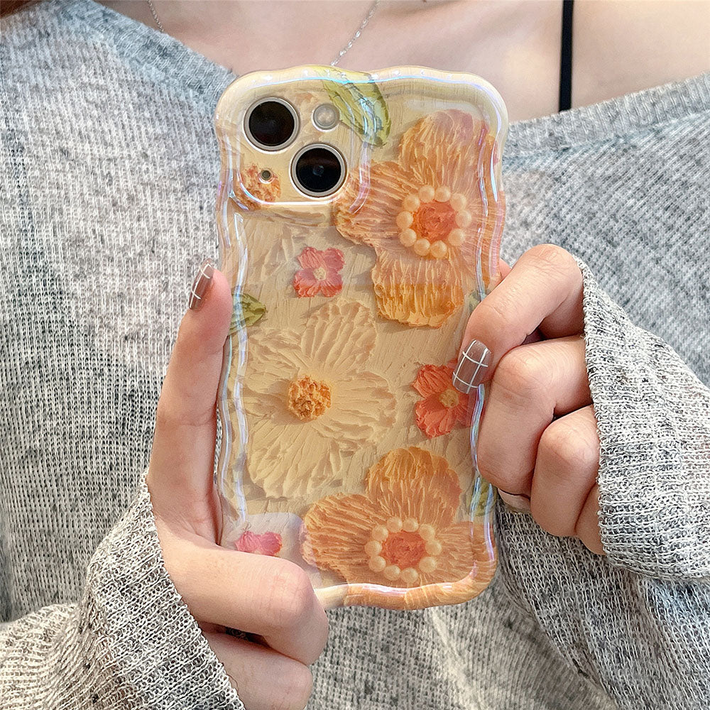 Luxury Pearl Oil Painting Flower iPhone Case - {{ shop_name}} varyfun