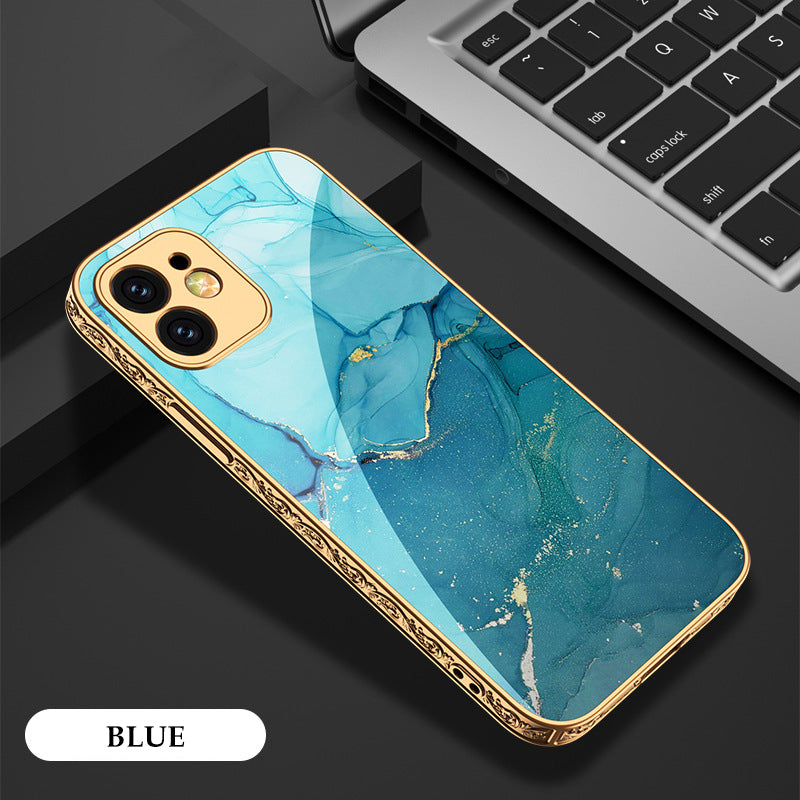 Luxury Baroque Plating Anti-knock Protection Tempered Glass Case For iPhone - {{ shop_name}} varyfun