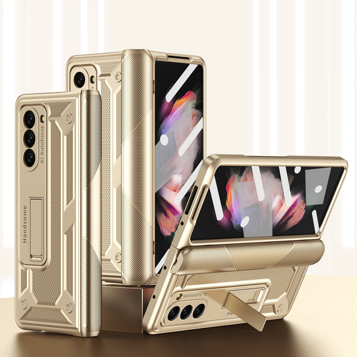 360 All Inclusive Samasung Galaxy Z Fold5 Fold4 Fold3 Case With Hinge Lid & Kick-stand - mycasety2023 Mycasety