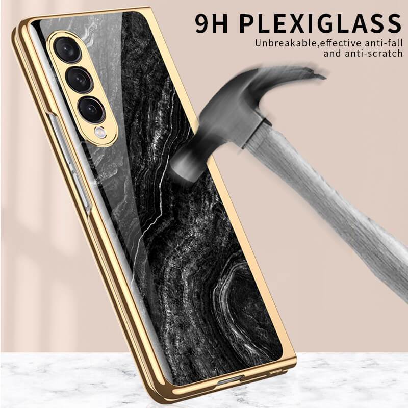 Luxury Marble Glass Case For Samsung Galaxy Z Fold 3 5G - {{ shop_name}} varyfun