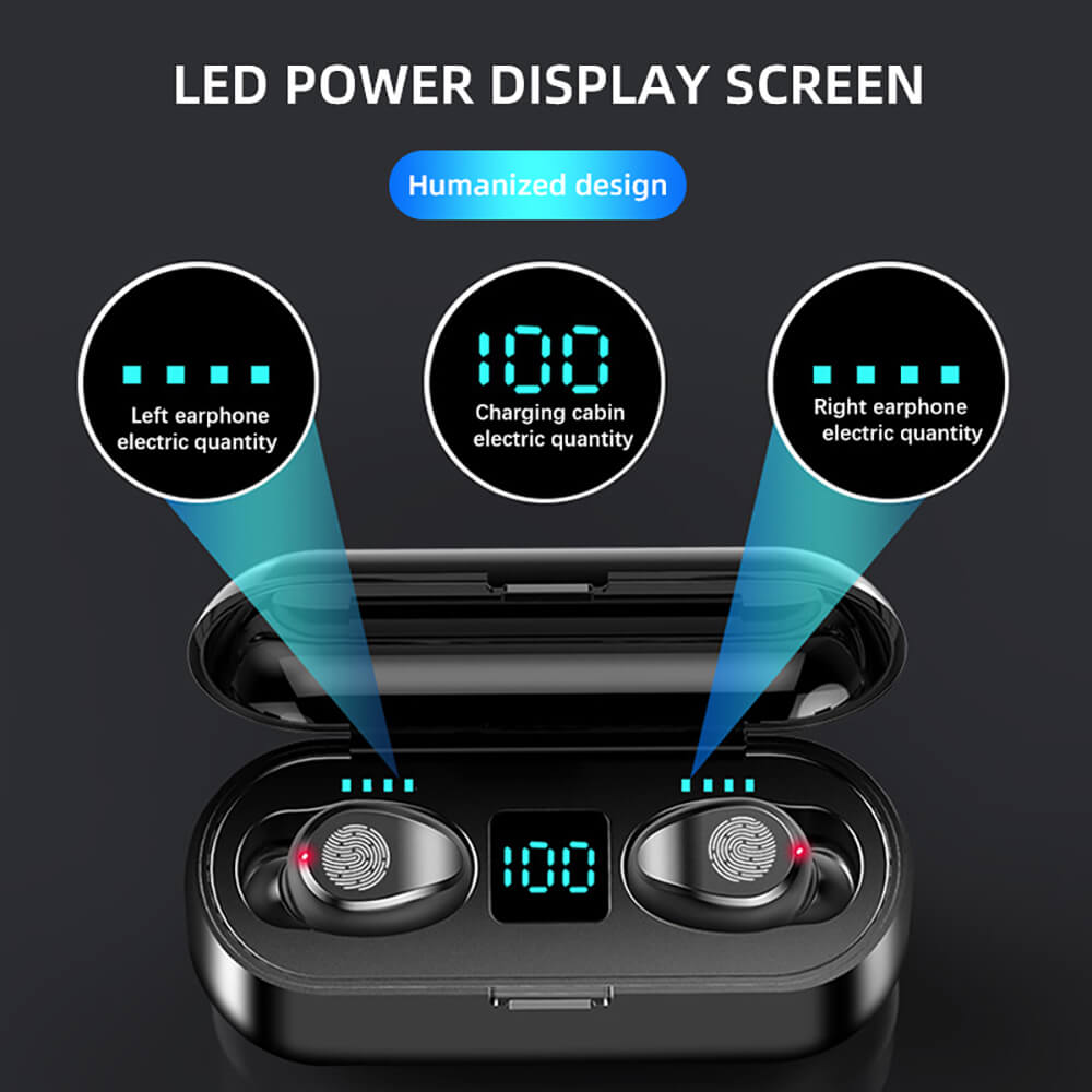 F9 Earphone LED Touch Bluetooth 5.0 Large Capacity Charging Cabin - {{ shop_name}} Dealggo.com