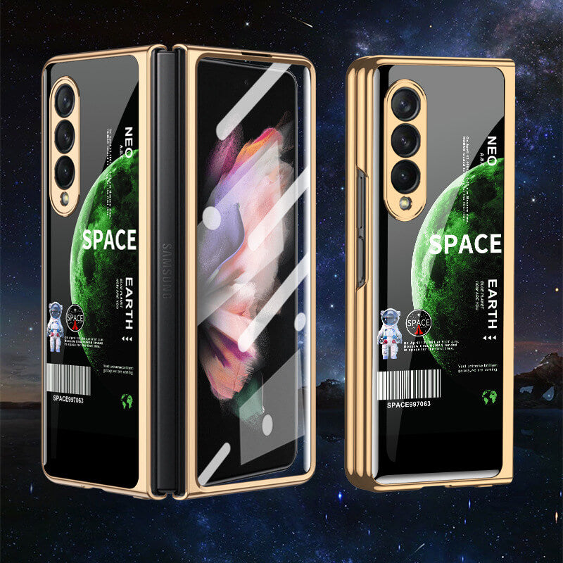 Tempered Glass Plating Case For Samsung Galaxy Z Fold 3 2 5G With Outer Screen Film - {{ shop_name}} varyfun