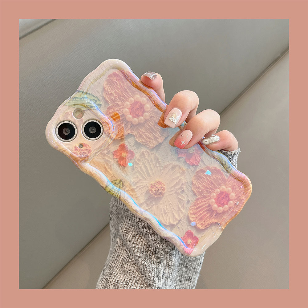 Luxury Pearl Oil Painting Flower iPhone Case - {{ shop_name}} varyfun