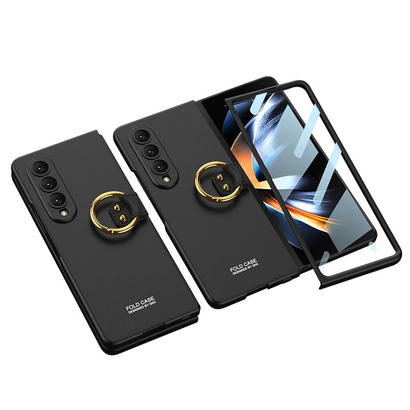Samsung Galaxy Z Fold 4 5G Ultra-thin All-inclusive Ring Holder Protective Cover With Tempered Glass Screen - {{ shop_name}} varyfun