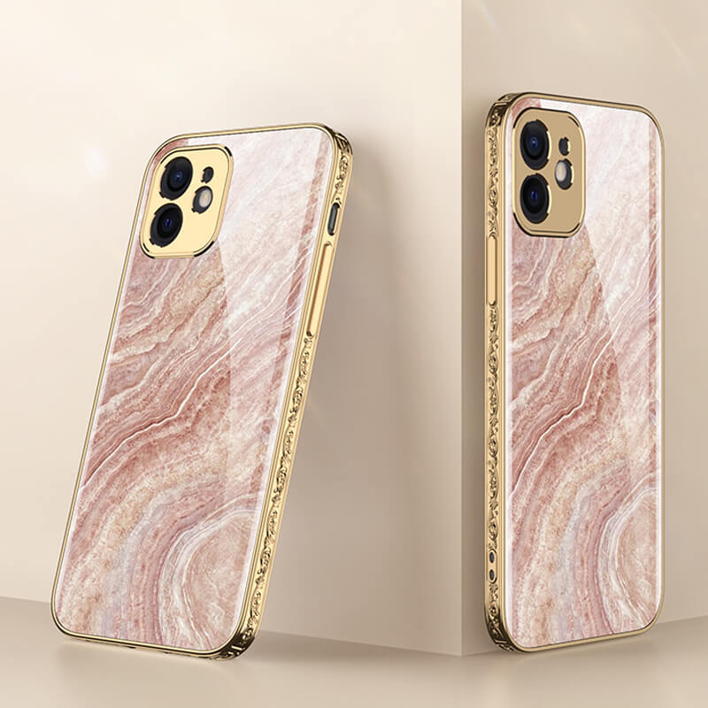 Luxury Baroque Plating Anti-knock Protection Tempered Glass Case For iPhone - {{ shop_name}} varyfun