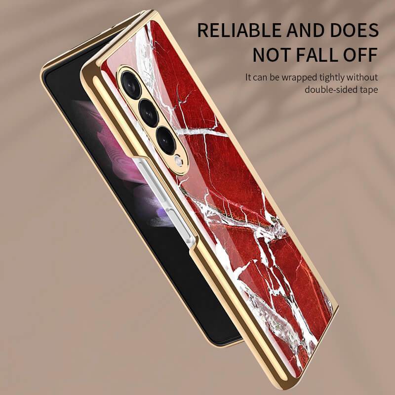 Luxury Marble Glass Case For Samsung Galaxy Z Fold 3 5G - {{ shop_name}} varyfun