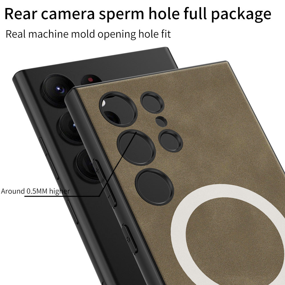 Electroplated Leather Phone Case With MagSafe Charging Coil For Samsung Galaxy S23 Series - {{ shop_name}} varyfun