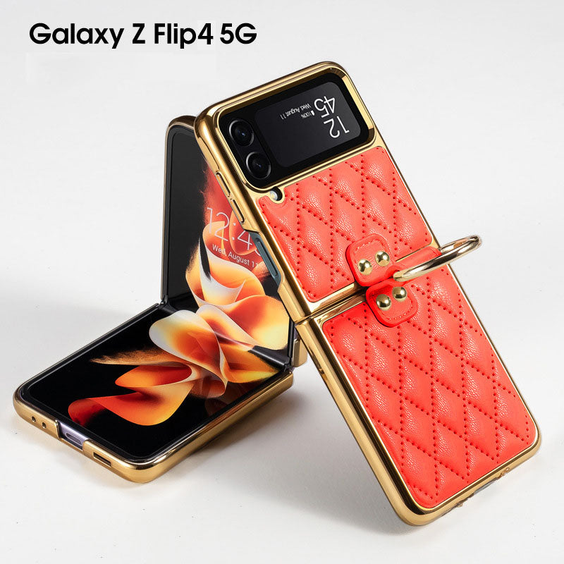 Luxury Leather Electroplating Diamond Protective Cover For Samsung Galaxy Z Flip 4 5G - {{ shop_name}} varyfun