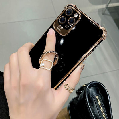 Luxury Electroplated Gold Plating Glitter Case with Ring Holder For iPhone 12Pro MAX 11 Pro XS MAX XR 7 8 Plus - {{ shop_name}} varyfun