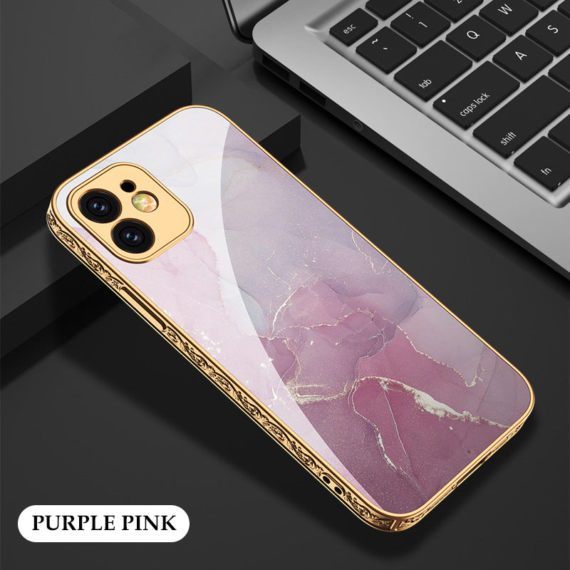 Luxury Baroque Plating Anti-knock Protection Tempered Glass Case For iPhone - {{ shop_name}} varyfun