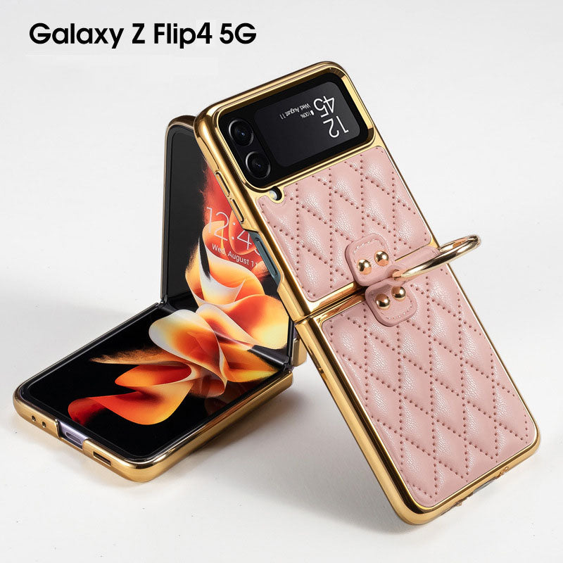 Luxury Leather Electroplating Diamond Protective Cover For Samsung Galaxy Z Flip 4 5G - {{ shop_name}} varyfun