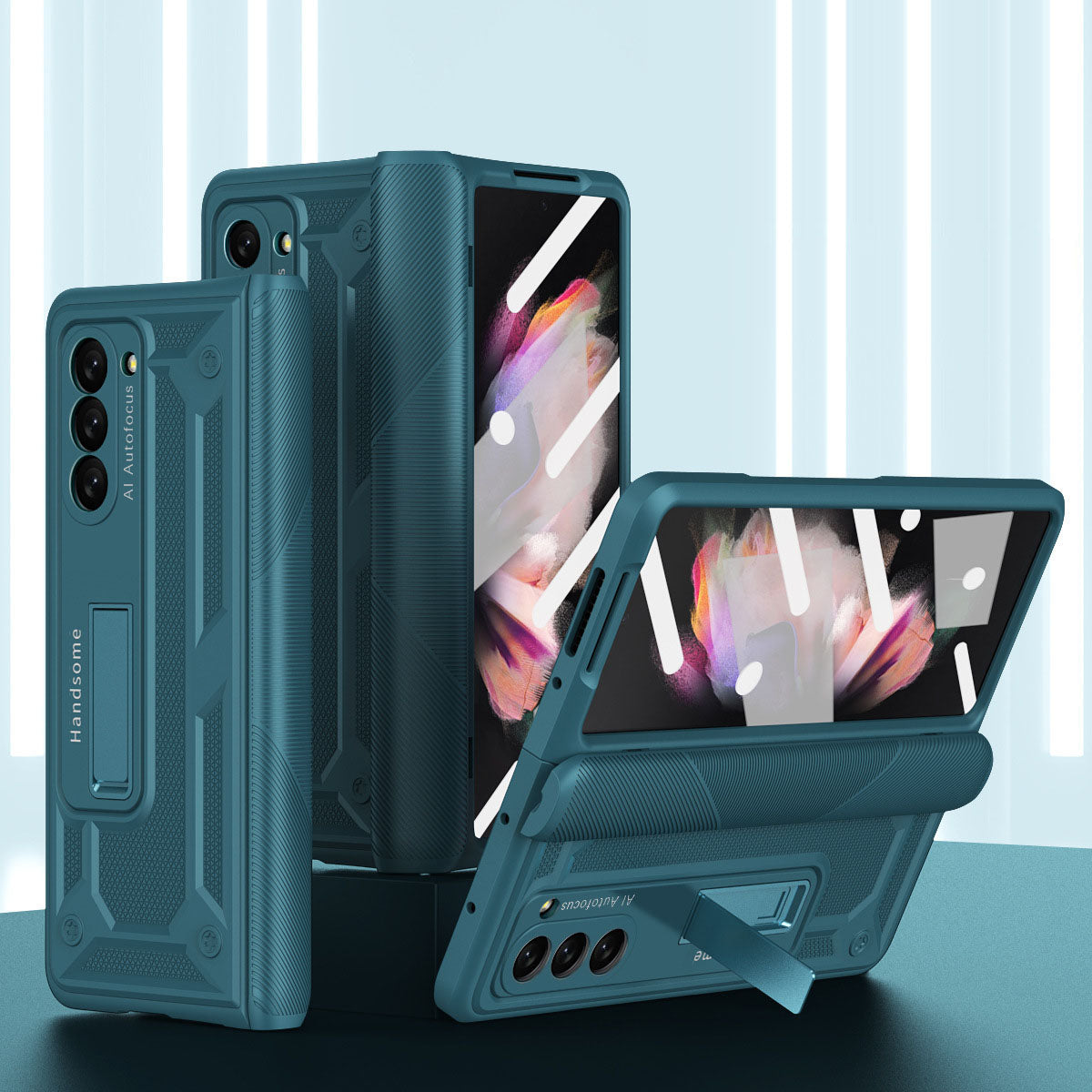 360 All Inclusive Samasung Galaxy Z Fold5 Fold4 Fold3 Case With Hinge Lid & Kick-stand - mycasety2023 Mycasety