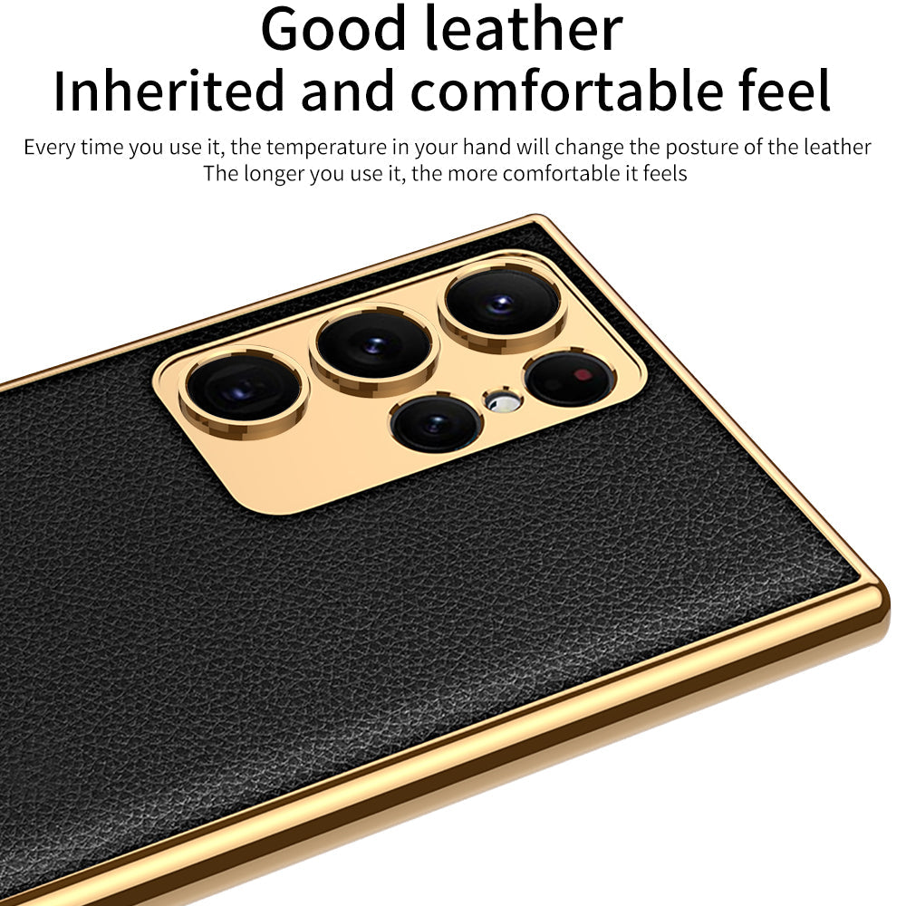 Electroplated Leather Case for Samsung Galaxy S23 S22 Ultra Plus - mycasety2023 Mycasety