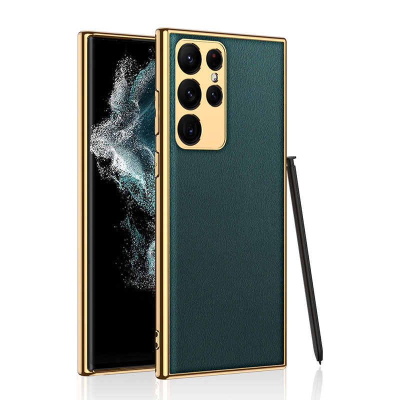 2022 Luxury Leather Camera All-inclusive Electroplating Process Cover For Sumsang Galaxy S22 S21 Ultra Plus - {{ shop_name}} varyfun