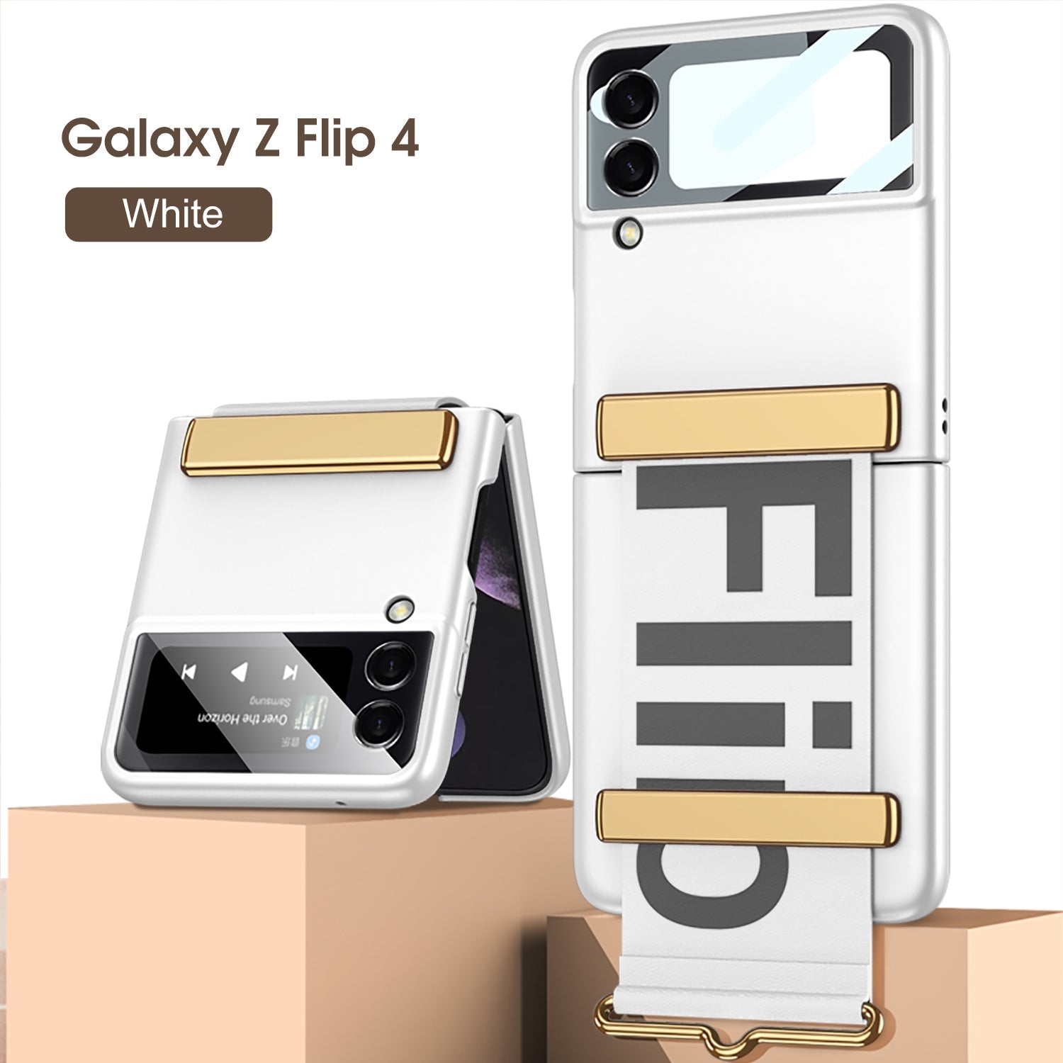 Wristband Ultra-thin Frosted Phone Case With Tempered Glass Protector For Samsung Galaxy Z Flip5 Flip4 Flip3 - mycasety2023 Mycasety