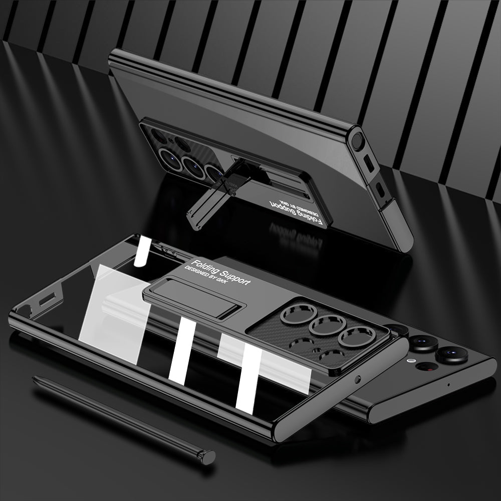 Magnetic Bracket Electroplated Soft Clear Phone Case For Samsung Galaxy S22 S23 Ultra - {{ shop_name}} varyfun