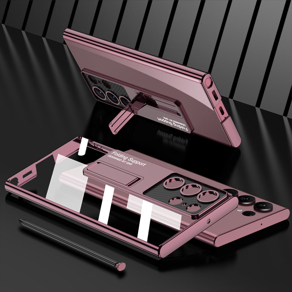 Magnetic Bracket Electroplated Soft Clear Phone Case For Samsung Galaxy S22 S23 Ultra - {{ shop_name}} varyfun