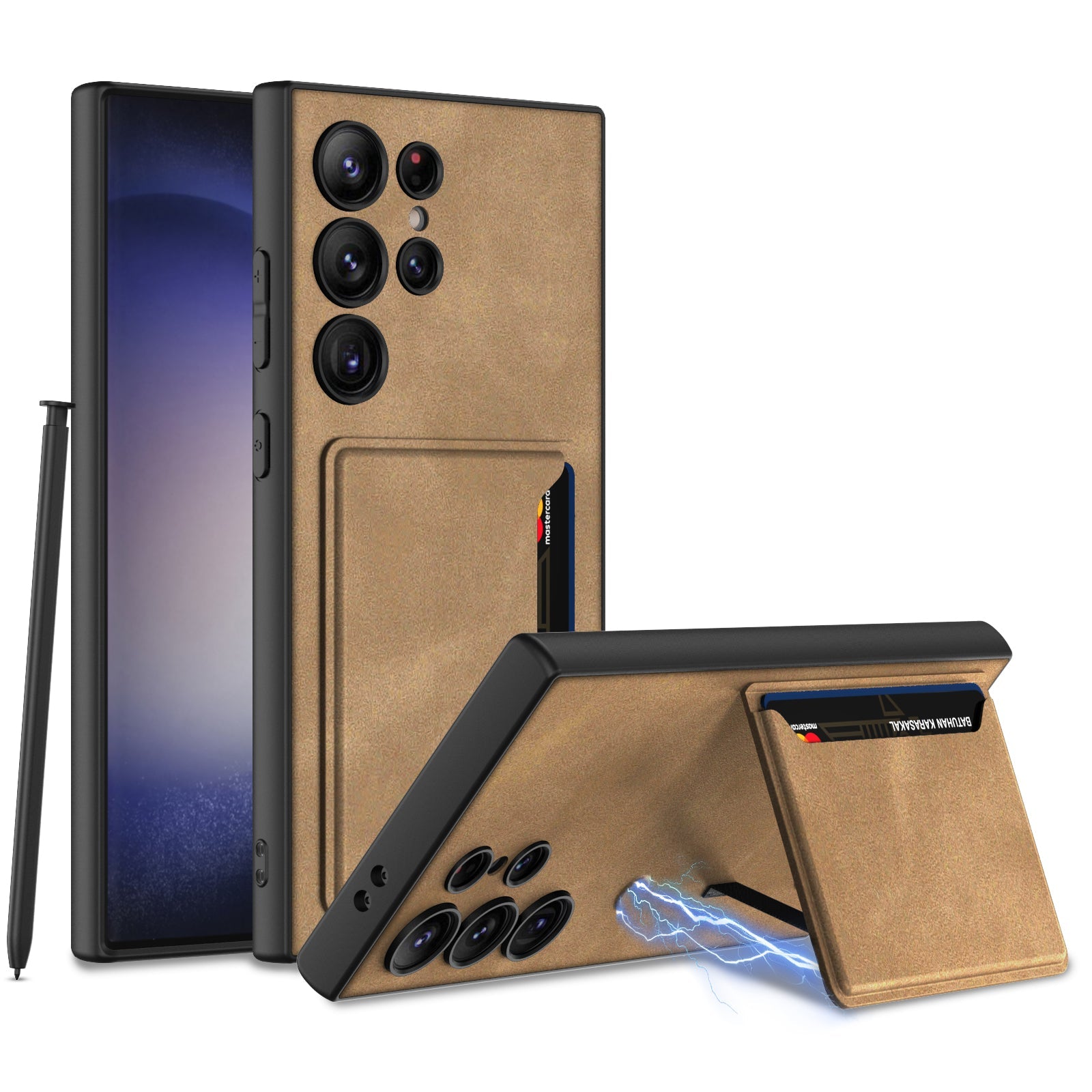 Frosted Leather Phone Case With Card Holder For Samsung Galaxy S24 Ultra Plus - {{ shop_name}} varyfun