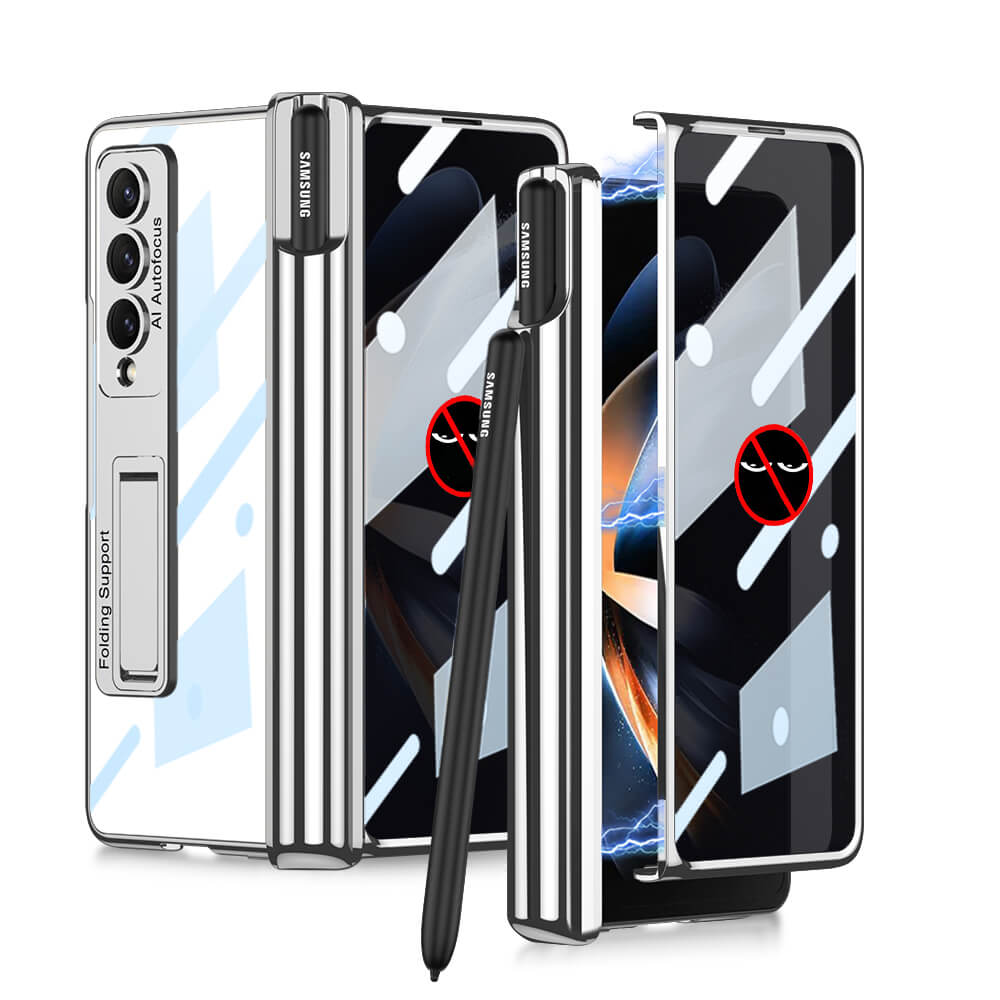 Galaxy Z Fold4 Fold3 | Magnetic Pen Holder Folding Bracket shell Privacy Film Integration Case - {{ shop_name}} Dealggo.com