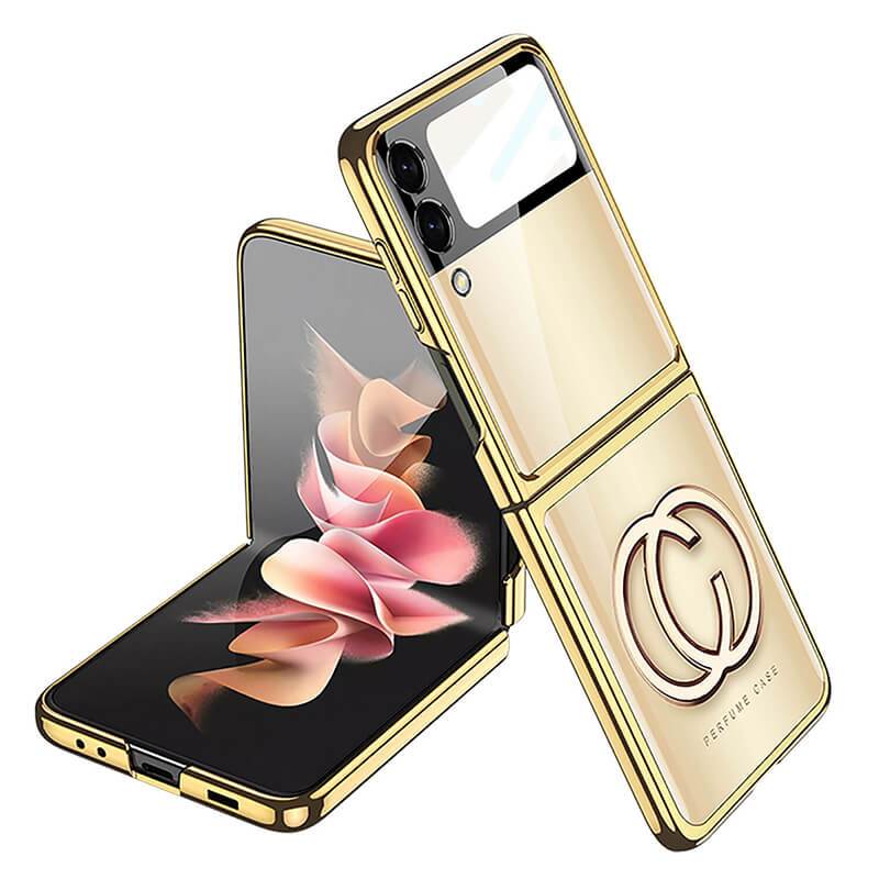 Luxury Perfume Plating Frame Anti-knock Protection Glass Case For Samsung Galaxy Z Flip3 - {{ shop_name}} varyfun