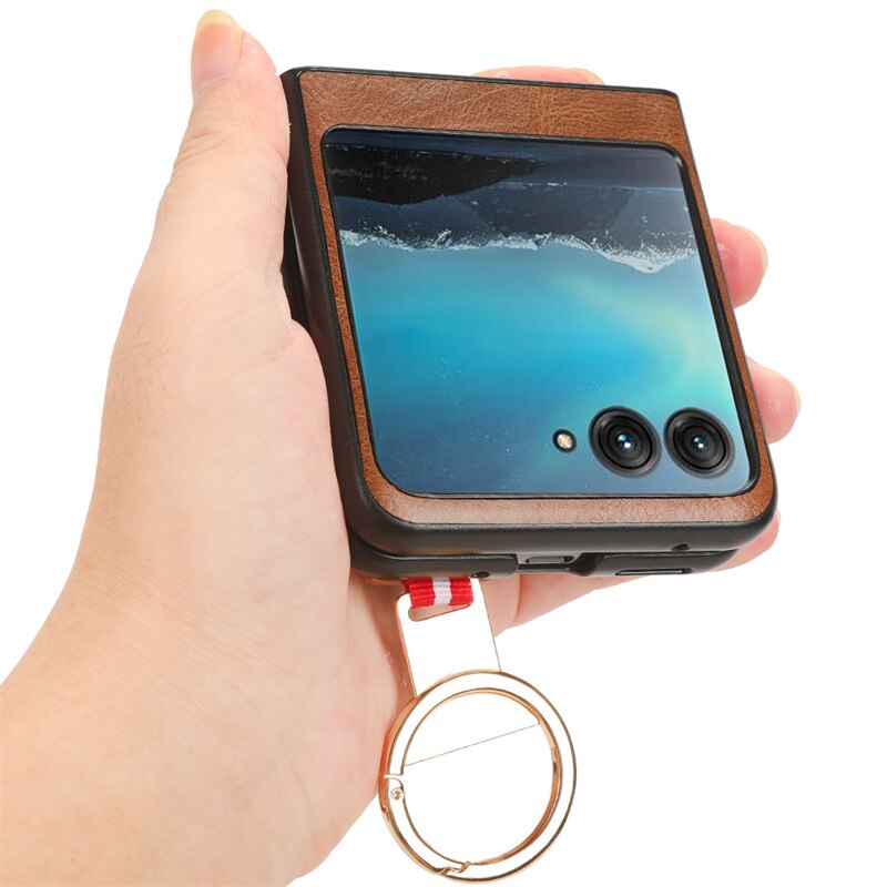 Motorola Razr 40 Ultra New Anti-Shock Business Leather Wristband Cover Case - mycasety2023 Mycasety