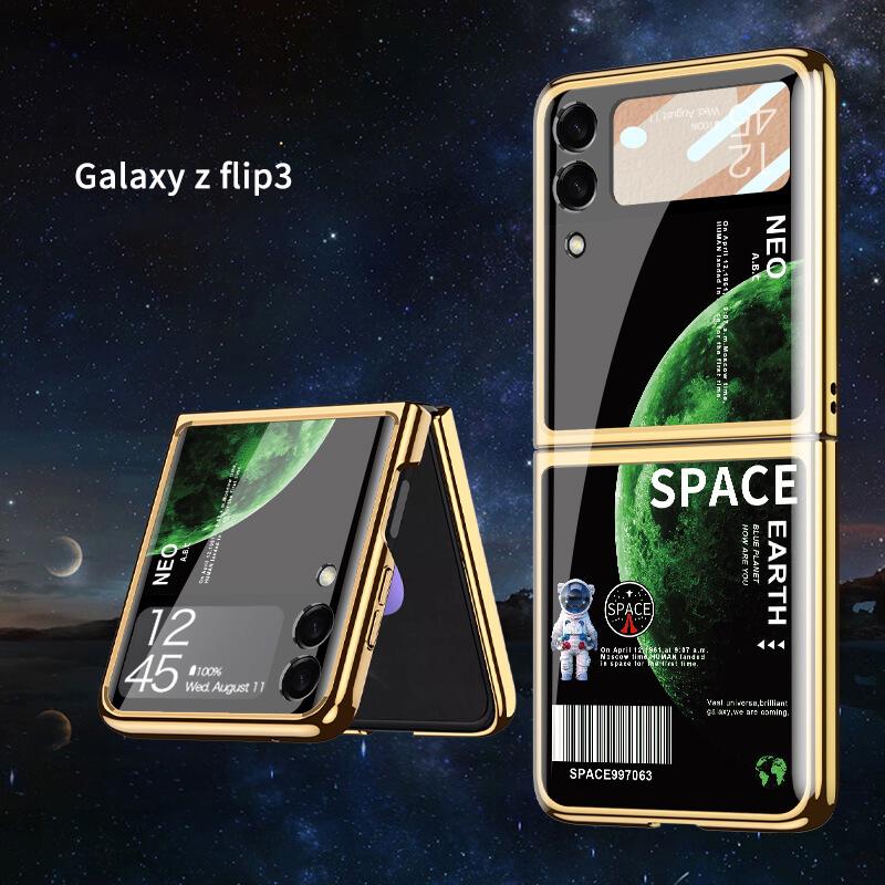 Space Luxury Plating Frame Anti-knock Protection Glass Case For Samsung Galaxy Z Flip3 - {{ shop_name}} varyfun