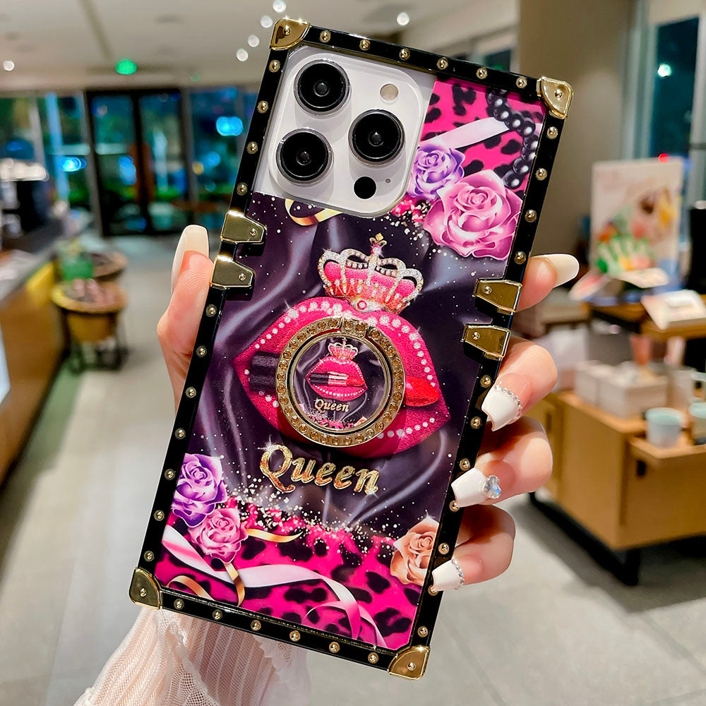 2023 Luxury Lips Retro Phone Cover With Ring For iPhone - {{ shop_name}} varyfun