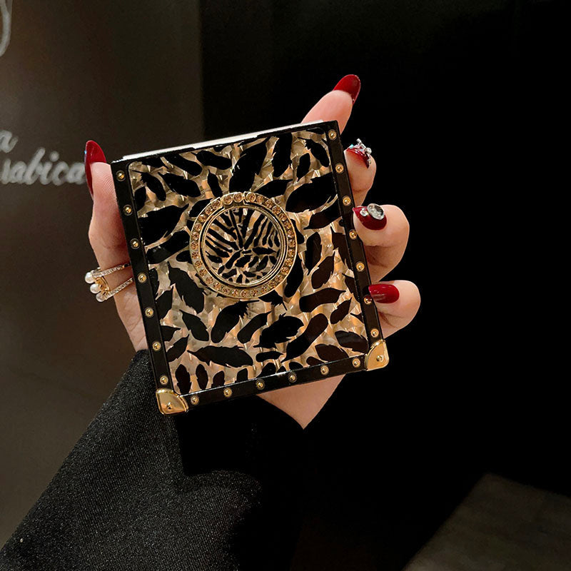 Luxury Leopard Pattern Stripe Glitter Gold Square Case For Samsung Galaxy Z Flip4 Flip3 5G - {{ shop_name}} pphonecover