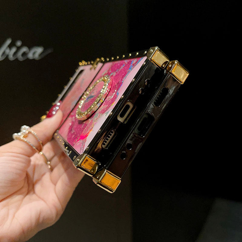 Luxury Laser Marble Pattern Ring Holder Protective Case For Samsung Galaxy Z Flip4 Flip3 5G - {{ shop_name}} pphonecover