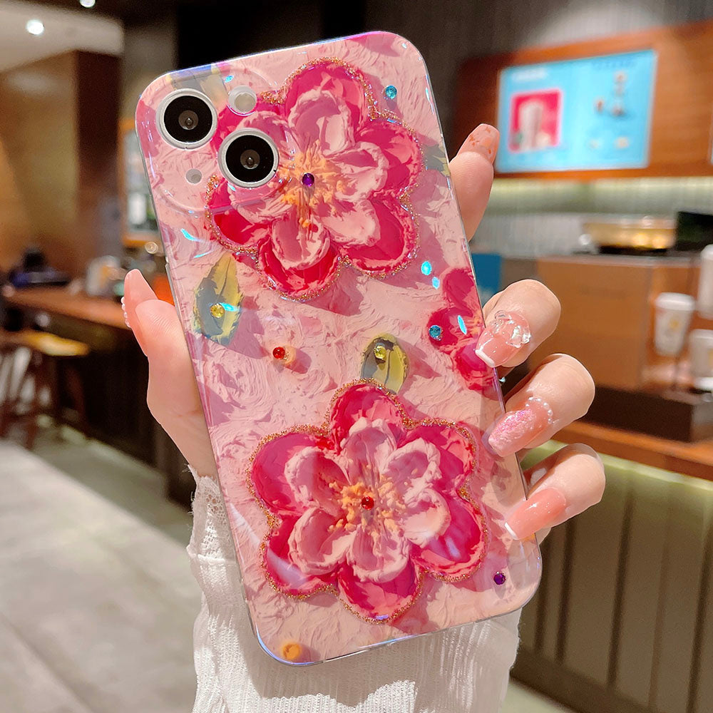 Oil Painting Pink Flower iPhone Case - {{ shop_name}} varyfun