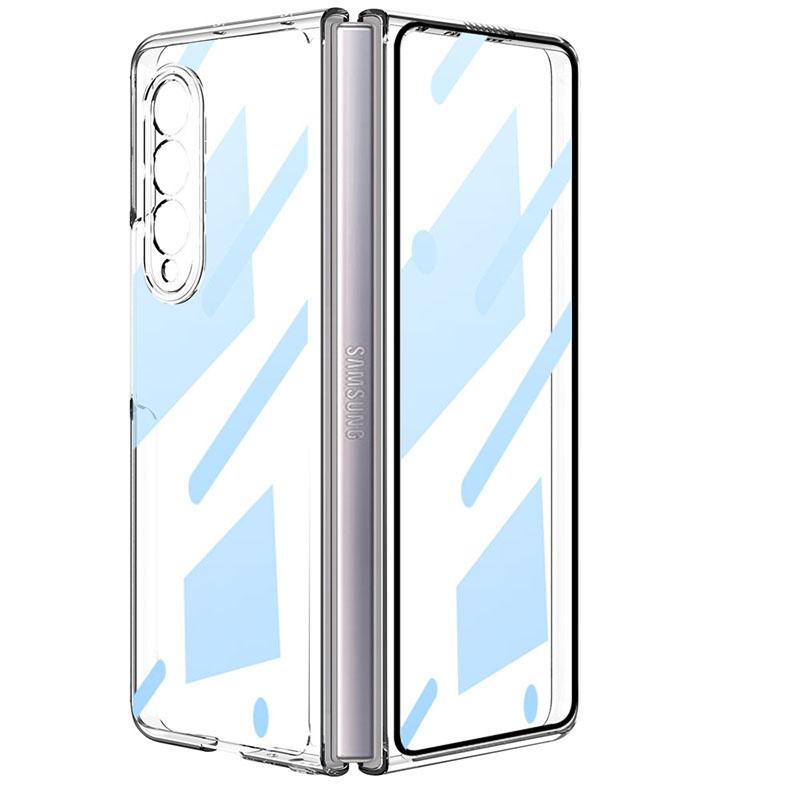 Luxury Leather Carbon Fiber Plating Case For Samsung Galaxy Z Fold3 Fold2 With Tempered Glass Screen - {{ shop_name}} varyfun